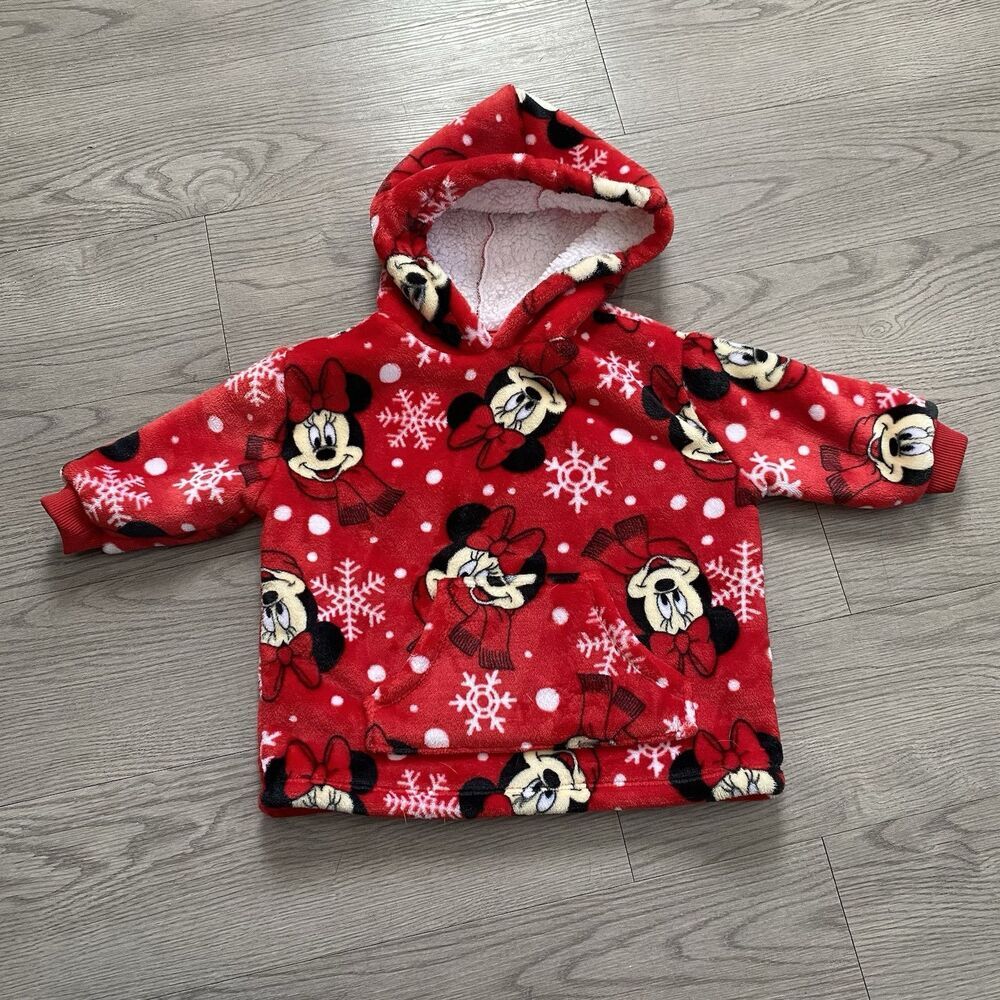 Disney Minnie Mouse Hoodie 12-18 Plush Hooded Sweatshirt Snugit